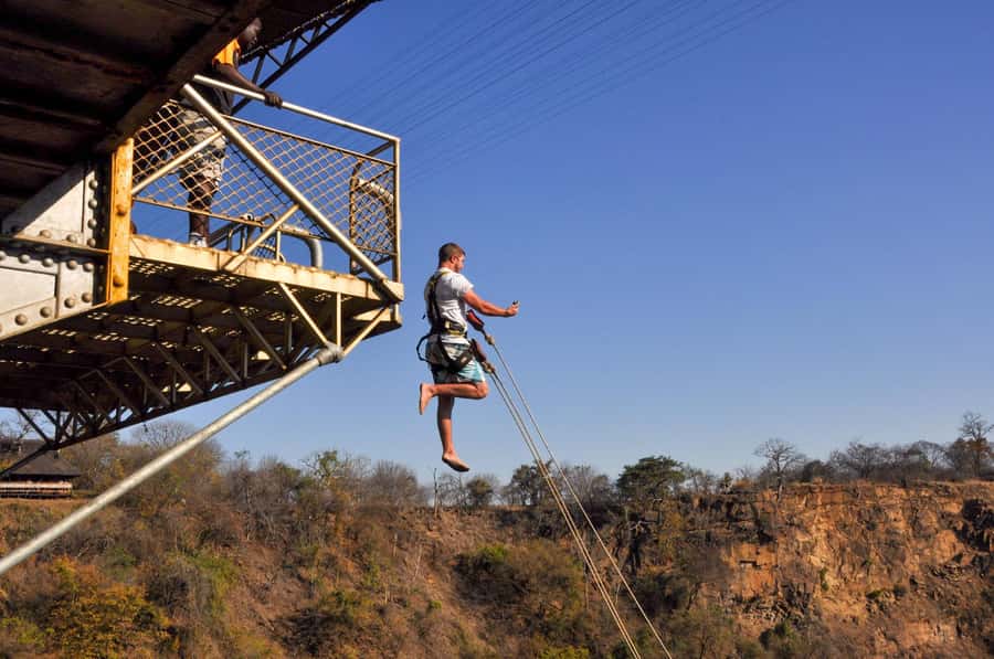 Victoria Falls Bridge Bungee Jump - Jump Setup and Extra Tricks for Experienced Jumpers