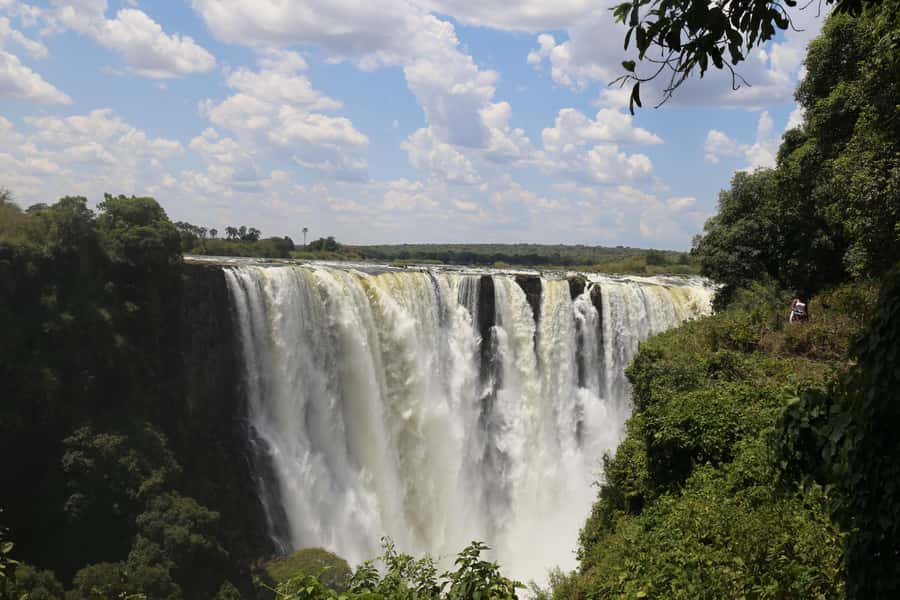 The Zambezi going over the lip of Victoria Falls into the Batoka Gorge